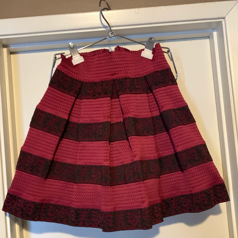 Wine color Striped Skirt